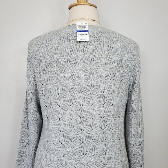 Style & Co Gray Crochet Look V-Neck Knit Pullover Sweater NEW NWT Size XL - Picture 6 of 11